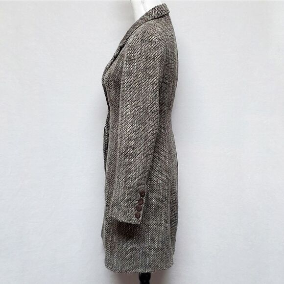 VINTAGE 90s/Y2K Old Navy Brown Tweed Italian Wool Princess Coat Peacoat Jacket - Picture 7 of 15